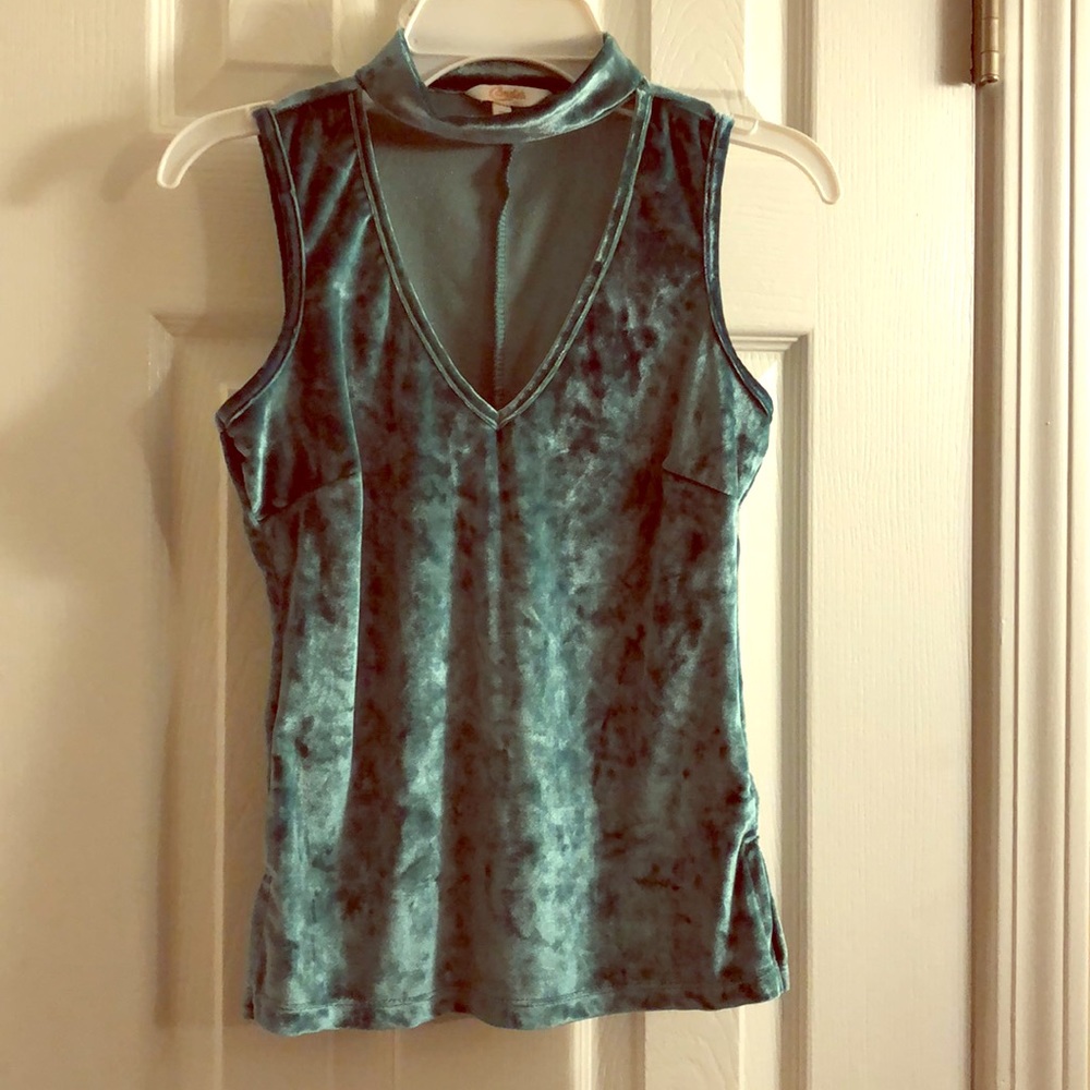Mint green velour choker top XS